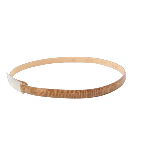 Vintage Calvin Klein CK Beige Lizard Embossed Leather Skinny Waist Belt Size L main image 8